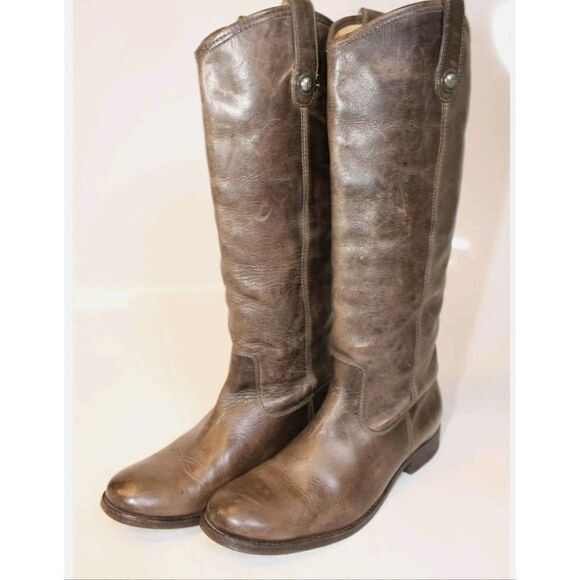 Frye Shoes - Frye Melissa Button Slate Knee High Leather Riding Boots